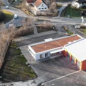 Das neue Feuerwehrhaus in Pullach aus der Vogelperspektive
