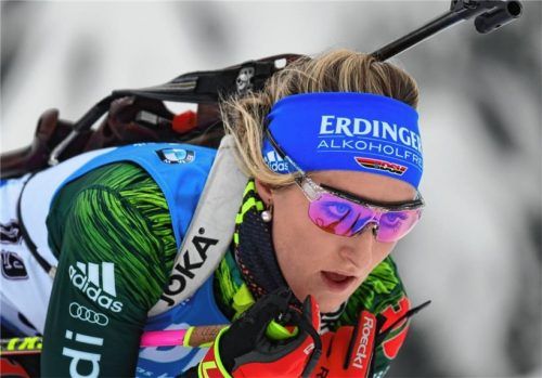 Biathletin Anna Weidel durfte in Oberhof im Weltcup ran.Foto DPA/Hendrik Schmidt