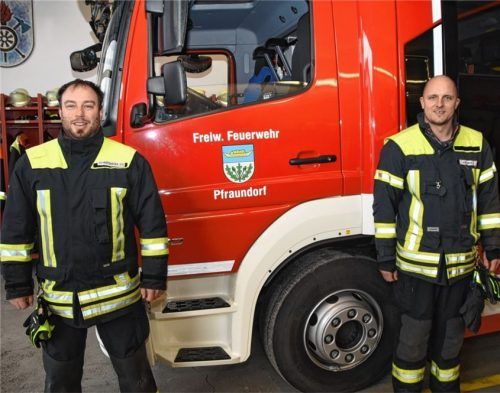Die neue Führungsspitze der Feuerwehr Pfraundorf: Kommandant Stefan Schröttinger und Stellvertreter Tobias Ascher (von links). Fotos Ruprecht