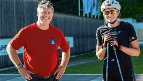 Erfolgreiches Gespann: Trainer Markus Fischer aus Ruhpolding und Biathlon-Weltmeisterin Lisa Hauser. Foto Wukits
