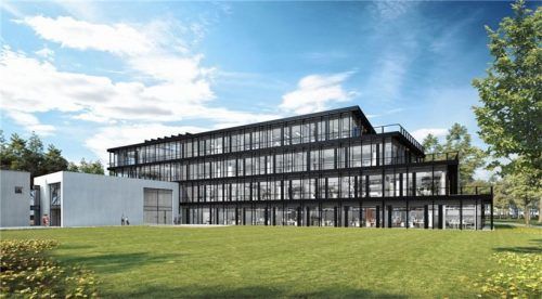 Am Hauptsitz der Firma Schattdecor im Rohrdorfer Ortsteil Thansau wird ein viergeschossiges Bürogebäude gebaut. So soll es einmal aussehen.Schattdecor