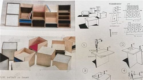 Den „Berliner Hocker“ kann man als Sitzmöglichkeit oder als Regal benutzen.
