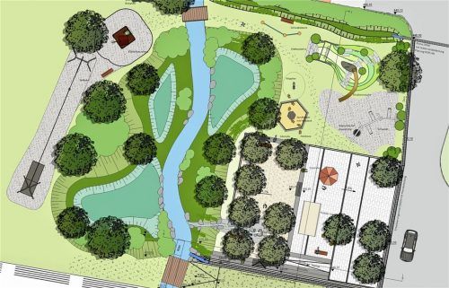 So soll das Spiel- und Freizeitparadies im Süden Mühlstätts aussehen.Landschaftsarchitektur Finsterwalder