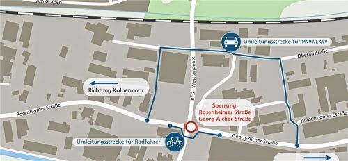 WEBFASSUNGSo gelangt man zum Ziel: So schaut die Umleitung in der Nacht von Dienstag auf Mittwoch aus. Klinger