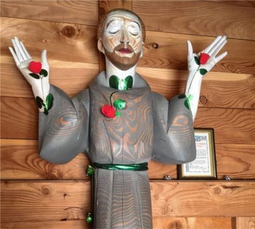 Christian Hubas neuestes Werk:  „Der heilige Franziskus – gezeichnet von der Liebe Gottes“, zu sehen in einer Privatkapelle am Schwarzenberg bei Kiefersfelden.Foto Privat