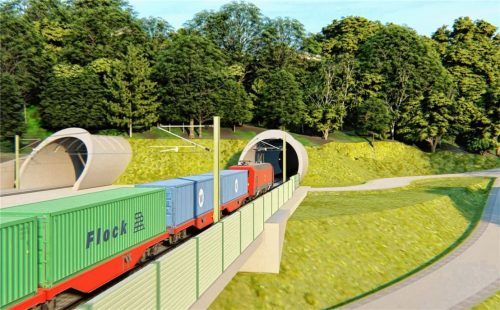 Das geplante Nordportal des Tunnels Ringelfeld an den Innleiten in der Gemeinde Stephanskirchen. Deutsche Bahn