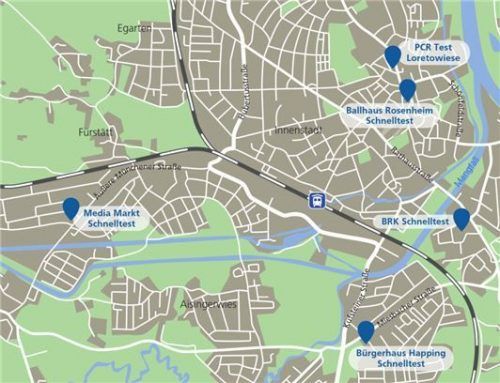 Eine Übersicht über die Testmöglichkeiten in der Stadt. Hinzu kommt ein Testzentrum in der Münchener Straße 16 (siehe Artikel unten). Klinger