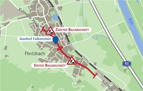 Im Zeitraum vom 7. Juni bis 18. Juli wird die Kufsteiner Straße für die Erneuerung der Straße vom Soinweg bis zum Umspannwerk auf einer Länge von 1,3 Kilometern gesperrt. Klinger