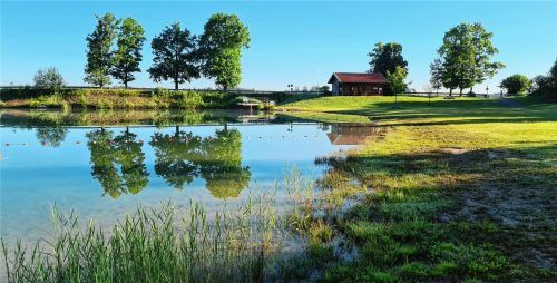 Eine Idylle ist der Griesstätter Weiher: Doch neue Regeln, notwendig aus Haftungsgründen, grenzen den Badespaß ein.Fotos Rieger