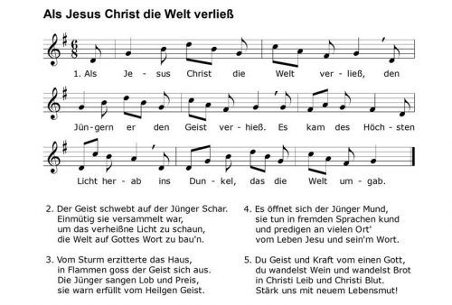 Geistliches Lied über das „Pfingstereignis“. re