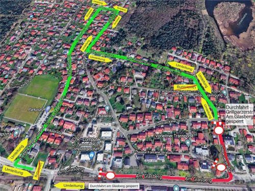 In diesem Bereich wird die Umleitung ausgeschildert. Berger / Google Maps