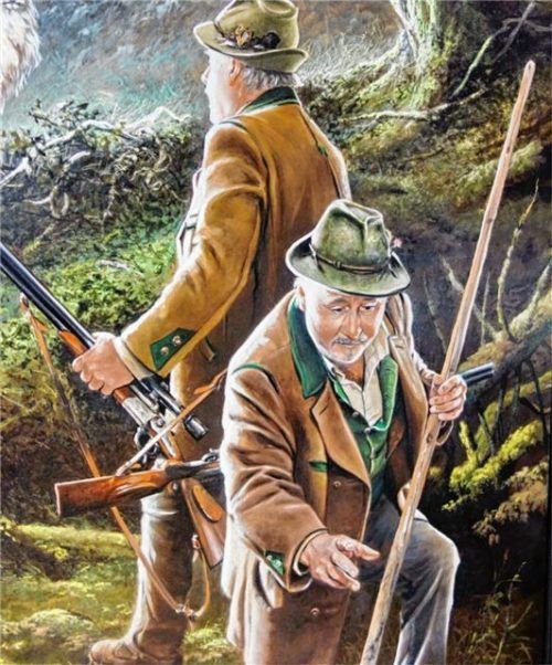 Lebensecht: Ein detailreiches Jagdmotiv im Atelier des Künstlers.