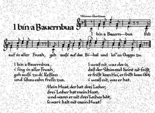 Das bekannte Lied „In bin a Bauernbua“. re