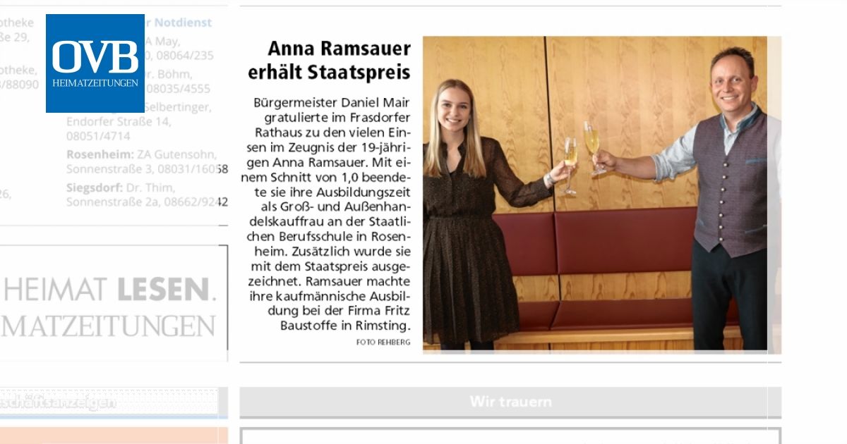 Anna Ramsauer erhält Staatspreis - OVB Heimatzeitungen