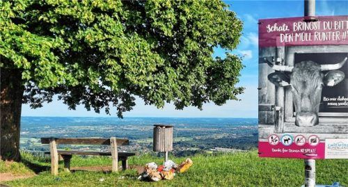 Immer wieder kommt es vor, dass die schöne Aussichtskapelle oberhalb von Törwang zugemüllt wird – sehr zum Ärger von Bürgermeister Georg Huber. Foto Gemeinde Samerberg