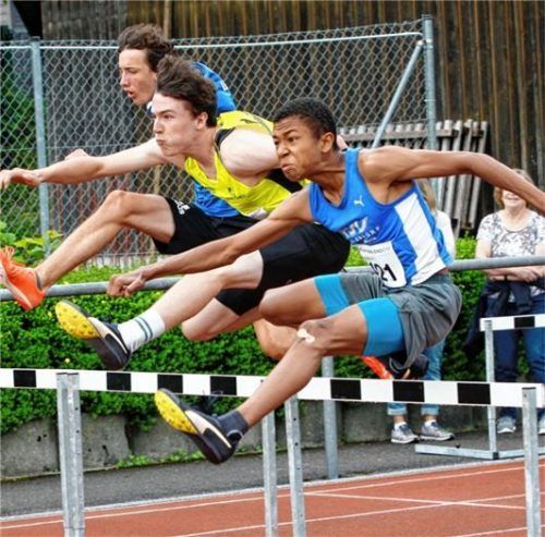 Jakob Ngom (rechts) wurde Zweiter im Zehnkampf der männlichen Jugend U18.Fotos Ludwig Stuffer