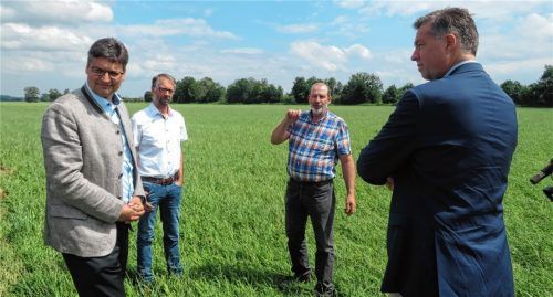 Max Heimerl, Veit Hartsperger, Ulrich Niederschweiberer und Stephan Mayer diskutieren über die Folgen der Unwetter (von links). Foto  Rath