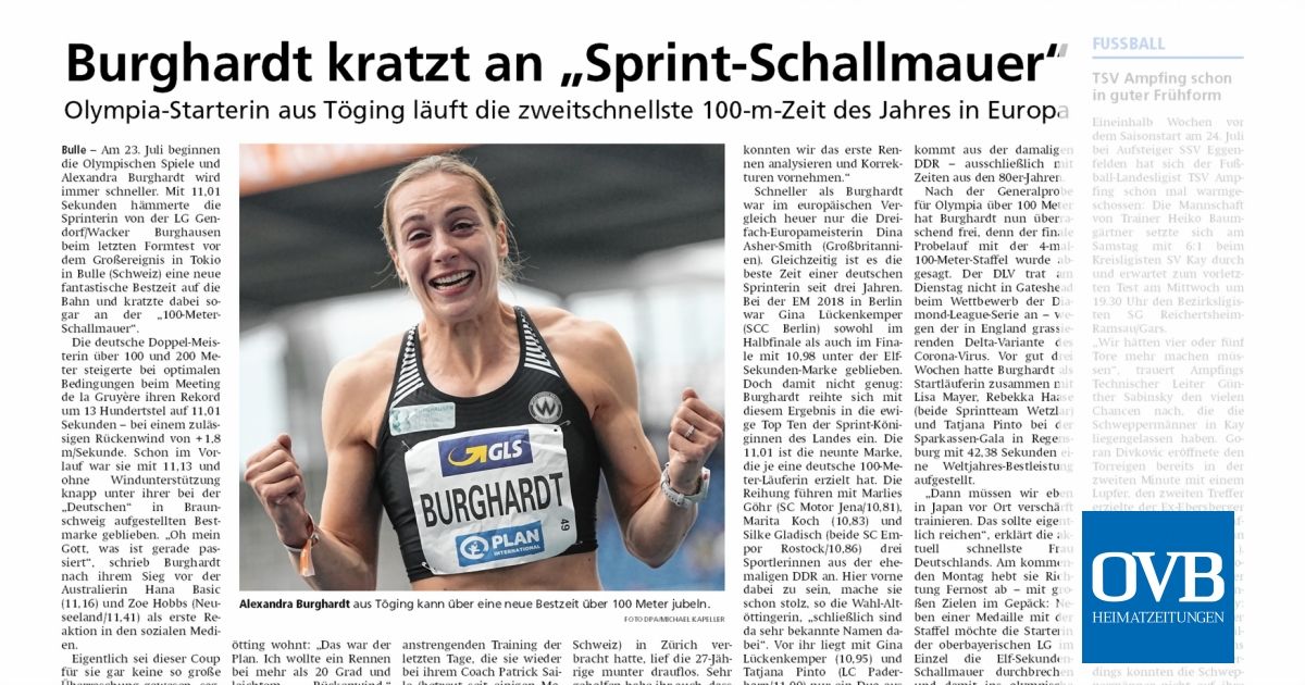Burghardt kratzt an „Sprint-Schallmauer" - OVB Heimatzeitungen