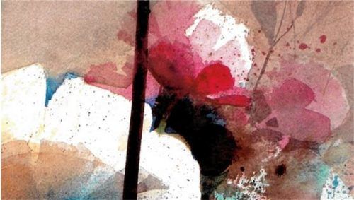 Ausschnitt aus dem Bild „Der Bauerngarten“. Es fängt die Blütenpracht des Sommers ein. re