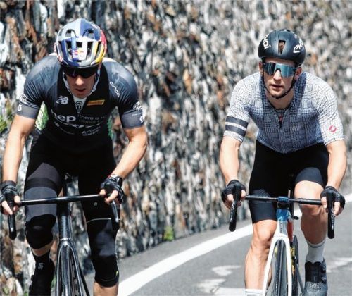 Der Unterwössener Profi-Triathlet Frederic Funk (rechts) trainierte zuletzt einige Wochen zusammen mit Sebastian Kienle im italienischen Livigno. Am Sonntag will er nun bei der Challenge-WM in Samorin wieder ganz vorne dabei sein.Foto Privat