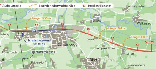 Die geplanten Schallschutz-Maßnahmen entlang der Bahnstrecke zwischen Schwindegg und Obertaufkirchen im Zuge des Ausbaus im Rahmen des Großprojekts „ABS 38“ sorgten für Fragen und Skepsis.Foto Screenshot Livestream DB Netz