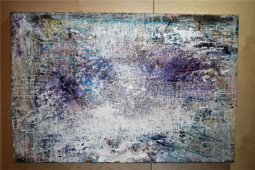 „Farbsprünge“ heißt das Werk, das Helga Reichle mit Öl, Acryl und Tusche auf Leinwand gemalt hat.