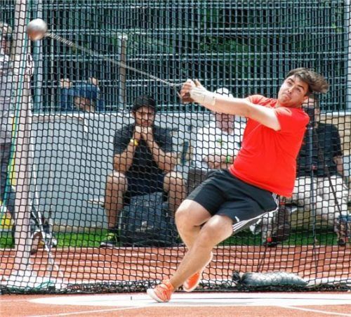 Kilian Drisga gewann Süddeutschland-Bronze im Hammerwurf der Junioren.Fotos Ludwig Stuffer