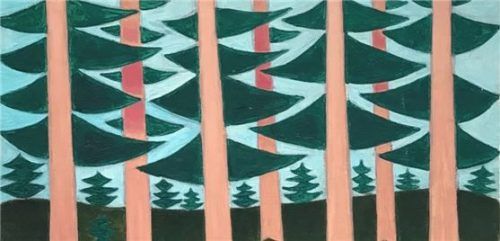 Bruno Tausends Werk fasziniert durch eine abstrahierte Sicht auf die Fichtenwälder vom Samerberg.Foto Bößwetter