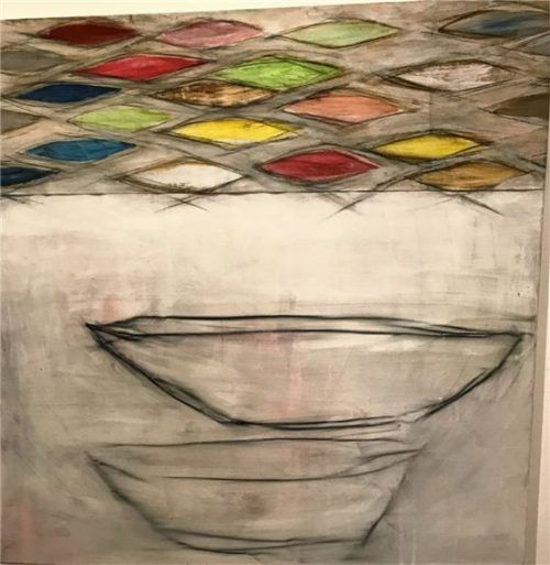 „Zwei“ (2019), Pigment, Acryl, Collage. Bößwetter