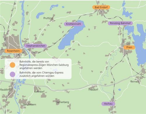 Der Chiemgau-Express hätte von Stephanskirchen bis Aschau ein Fahrgastpotenzial von 58000 Kindern, Frauen und Männern. Tendenz steigend. Klinger