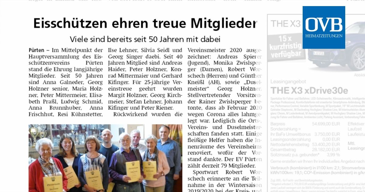 Eissch tzen Ehren Treue Mitglieder OVB Heimatzeitungen