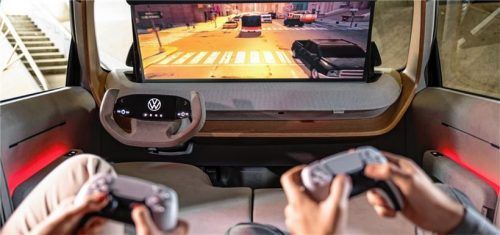 Während der Ladezeit lässt sich der Innenraum zum Beispiel in eine Cinema- oder Gaming-Lounge verwandeln. Fotos  Autoren-Union Mobilität/Volkswagen