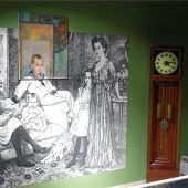 <p>Ein Raum der Ausstellung widmet sich den literarisch-künstlerischen Zirkeln im Schloss Neubeuern. Im Bild ein Fragment des Familienporträts der Familie Bodenhausen (Theo van Rysselberghe, Öl auf Leinwand 1910). Fotos Friedrich</p>