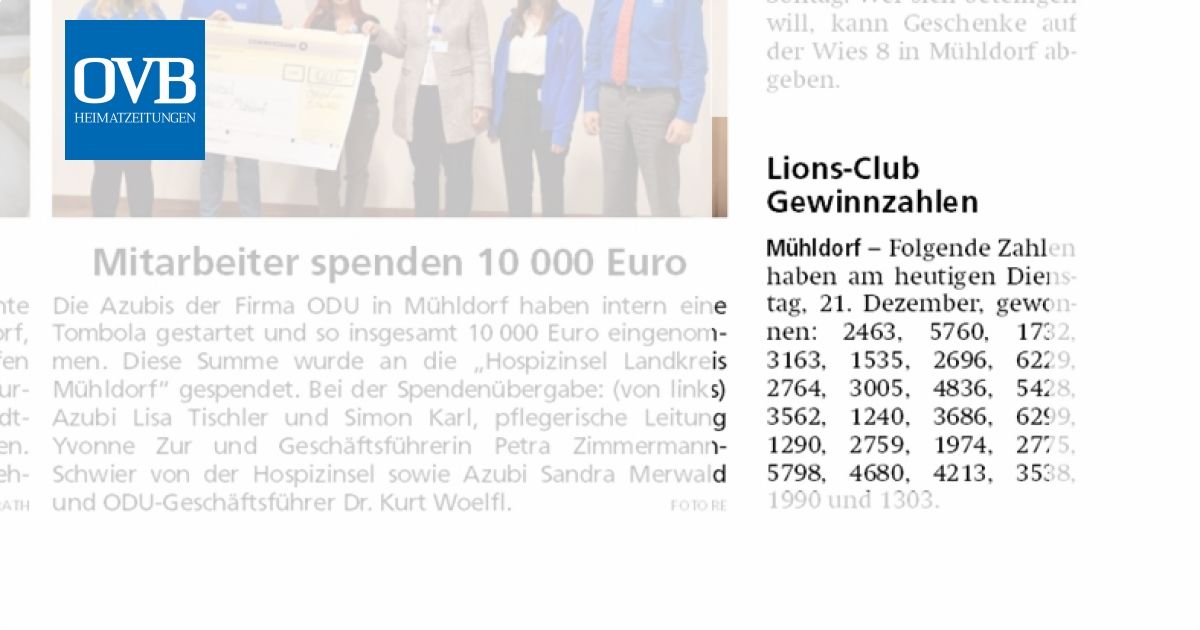 Lions-Club Gewinnzahlen - OVB Heimatzeitungen
