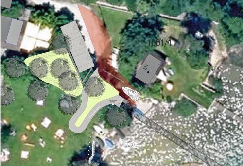 Basierend auf diesem Entwurf von Felix Finsterwalder soll der Bauantrag für den Behindertensteg in Baierbach erarbeitet werden. Finsterwalder