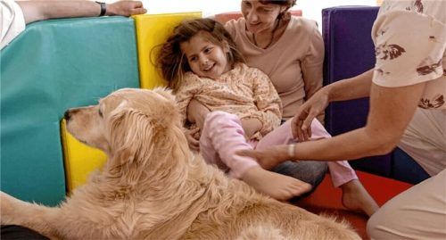 Lachen ist die beste Medizin: Silberstreifen vermittelt auch Hundetherapie. Foto  Silberstreifen