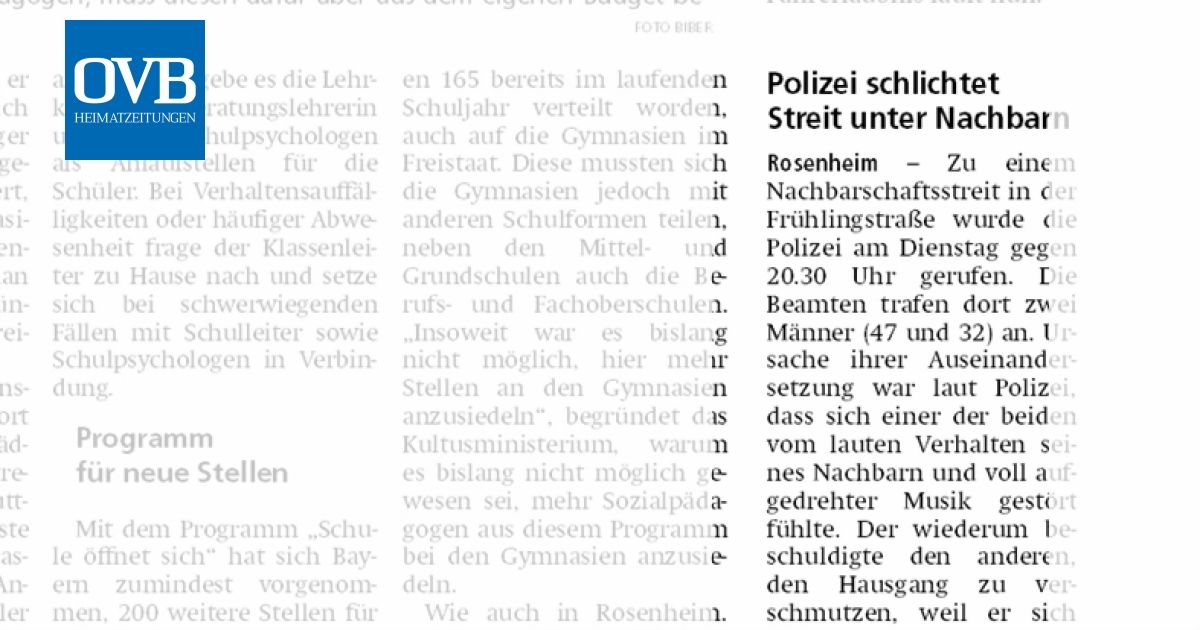 Polizei schlichtet Streit unter Nachbarn OVB Heimatzeitungen