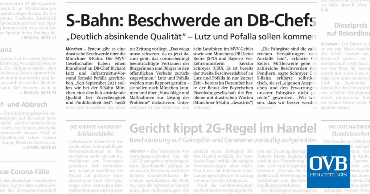 SBahn Beschwerde an DBChefs OVB Heimatzeitungen