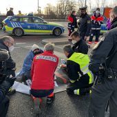 Aktivisten blockieren Frankenschnellweg