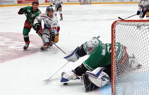Christopher Kolarz bei einer Parade im Heimspiel gegen Deggendorf. Foto Christian Butzhammer