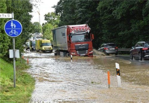 Das August-Hochwasser 2021: Die Goldach flutete Äcker und Wiesen und auch die B15.