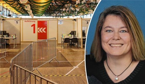 Kompetent, freundlich, hilfsbereit, gut organisiert: OVB-Reporterin Sylvia Hampel machte im Rosenheimer Impfzentrum nur gute Erfahrungen. Selbst bei der Parkplatzsuche. Foto Hadersbeck (Montage Klinger)