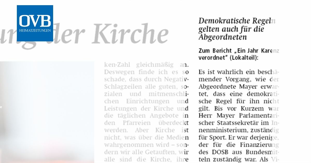 Demokratische Regeln gelten auch für die Abgeordneten - OVB Heimatzeitungen
