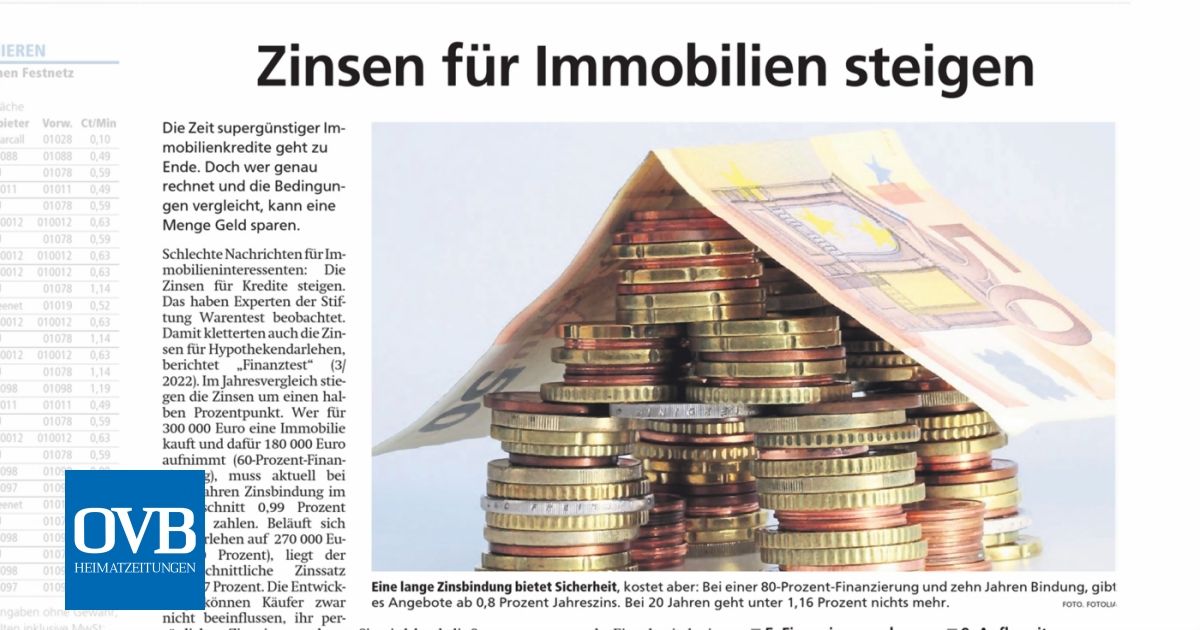  Zinsen für Immobilien steigen - OVB Heimatzeitungen Illustration 
