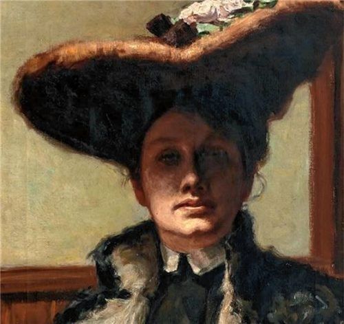 Brynolf Wennerberg: „Frauenbildnis mit Hut“, Öl auf Leinwand. Weiand