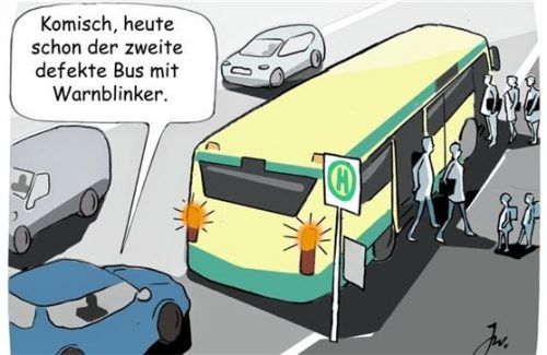Was bedeutet es, wenn ein Bus das Warnblinklicht eingeschaltet hat? Foto aum/Goslar Institut