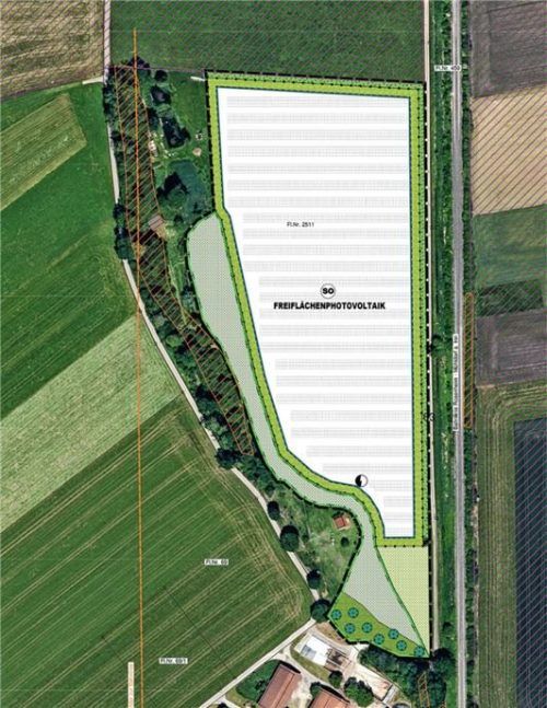 Die geplante Solarenergieanlage in Hochstätt im Planentwurf. Foto Gemeinde Schechen
