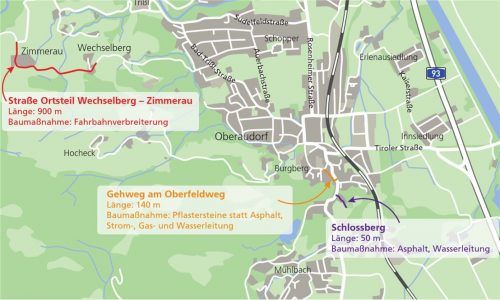 Hier wird bald gebaut: Am Schlossberg, am Oberfeldweg und zwischen Wechselberg und Zimmerau sollen noch in diesem Jahr neue Straßen entstehen. Klinger