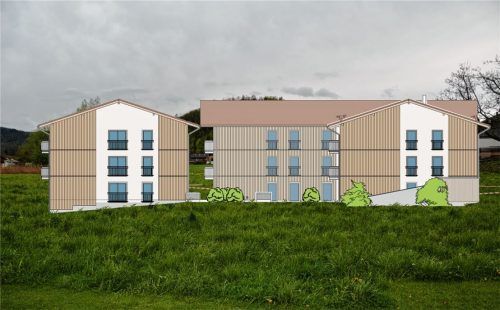 So sieht der aktuelle Entwurf der Gemeinnützigen Wohnungsbaugenossenschaft für das Projekt an der Rosenheimer Straße aus (Ansicht von Osten). Klinger