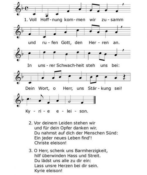 „Voll Hoffnung wir kommen zusammen“: ein bekanntes geistliches Volkslied. re